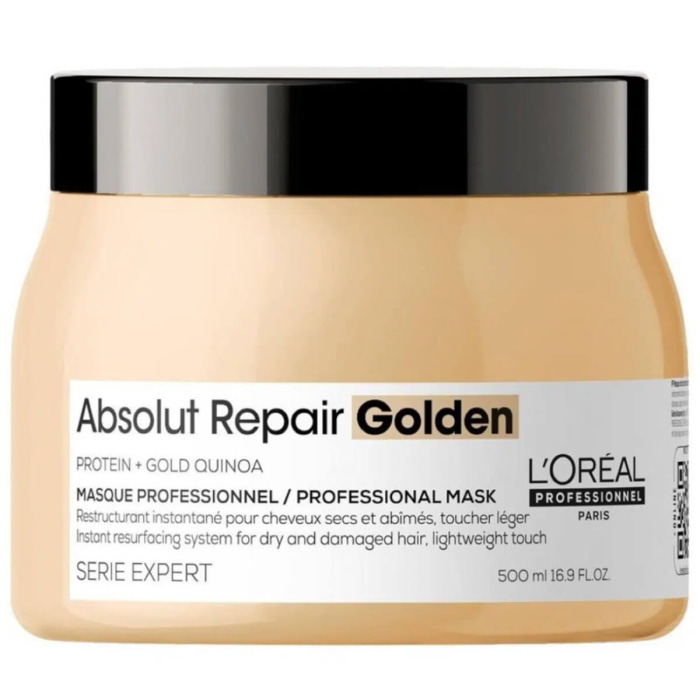 Золотистая Маска для Интенсивного Восстановления Поврежденных Волос Без Утяжеления L'oreal Professionnel Serie Expert Absolut Repair Gold Quinoa + Protein Resurfacing Golden Masque