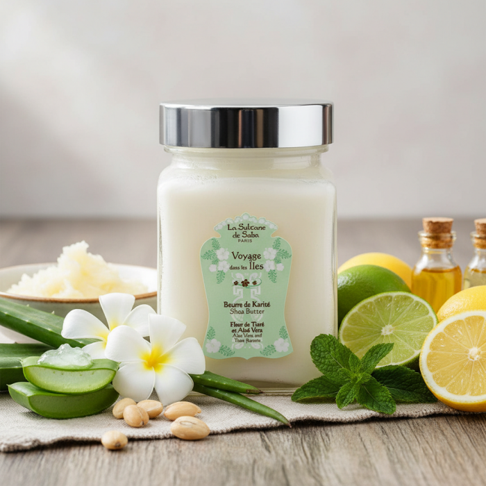Масло Карите с Алоэ и Цветами Тиаре La Sultane de Saba Voyage Iles Shea Butter Aloe Vera and Tiare Flowers
