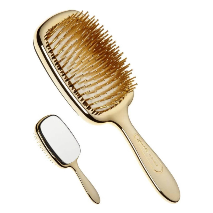 Расческа для Волос с Зеркалом (Золото) Janeke Hairbrush With Mirror Gold