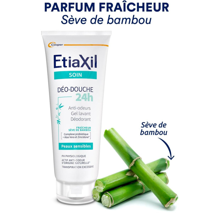 Гель-Дезодорант для Душа с Пробиотиком Бамбуковый Etiaxil Care Deo-Douche Protection 24h Deodorant Shower Gel Bamboo Tube