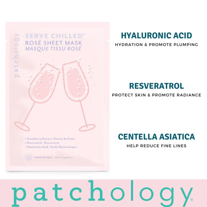 Освежающая Розовая Маска для Лица Patchology Serve Chilled Rosé Sheet Mask 2 Pack Duo