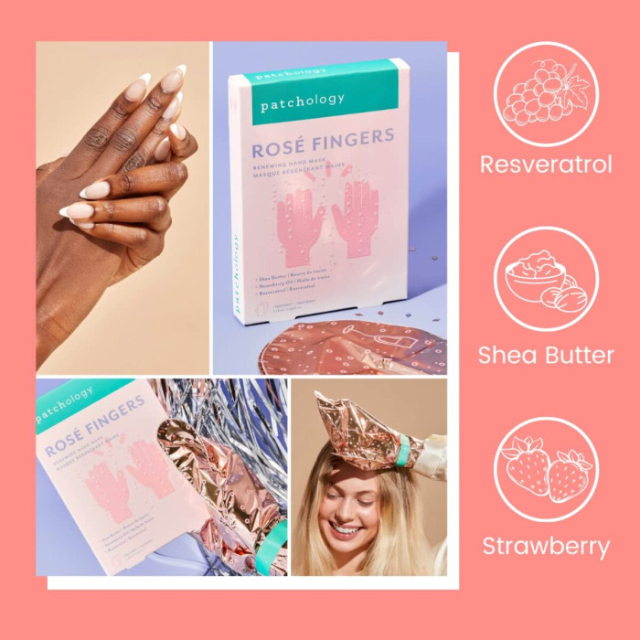 Освежающая Розовая Маска для Рук Patchology Serve Chilled Rosé Fingers Renewing Hand Mask