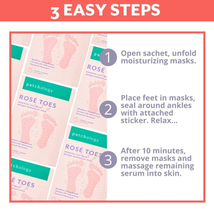 Освежающая Розовая Маска для Ног Patchology Serve Chilled Rosé Toes Renewing Foot Mask