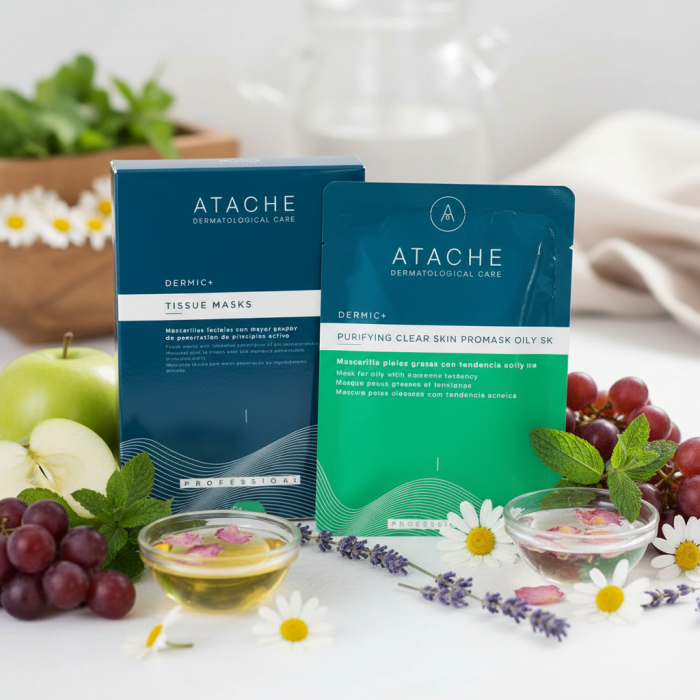 Целлюлозная Маска для Жирной Кожи Лица, Склонной к Акне, ATACHE Purifying Clear Skin Promask Oily SK