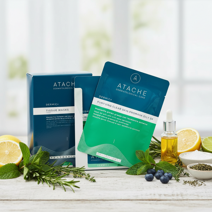 Целлюлозная Маска для Жирной Кожи Лица, Склонной к Акне, ATACHE Purifying Clear Skin Promask Oily SK