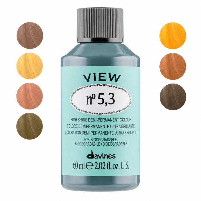 Безаммиачная Демиперманентная Краска для Тонирования Волос Davines View High Shine Demi-Permanent Colour Golden, 60 мл (золотистые оттенки)