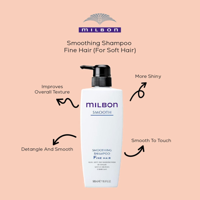 Разглаживающий Шампунь для Тонких Волос Milbon Smooth Smoothing Shampoo Fine Hair