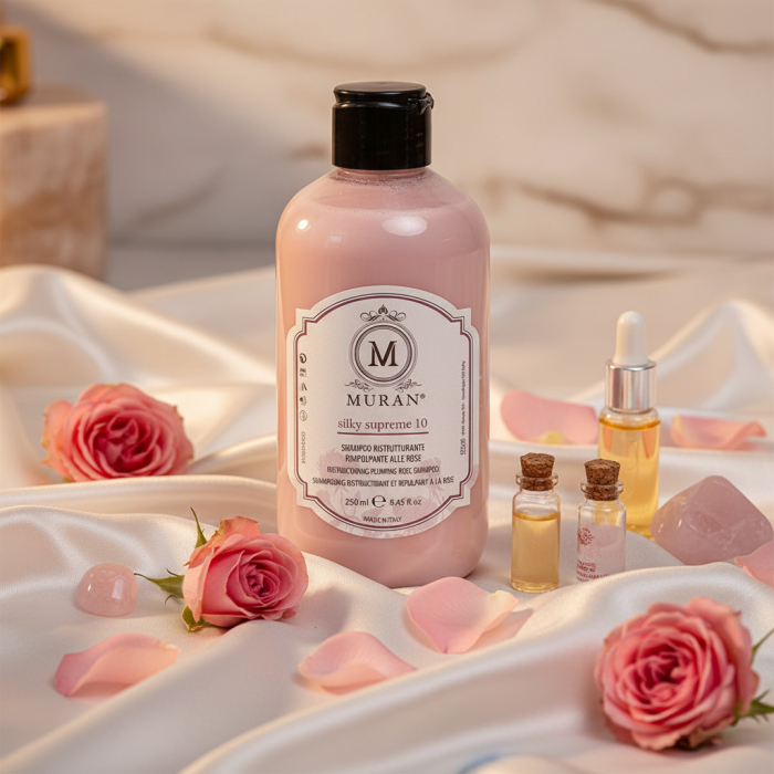 Шампунь для Реконструкции и Увеличения Объема Волос MURAN Silky Supreme 10 Restructuring Plumping Rose Shampoo