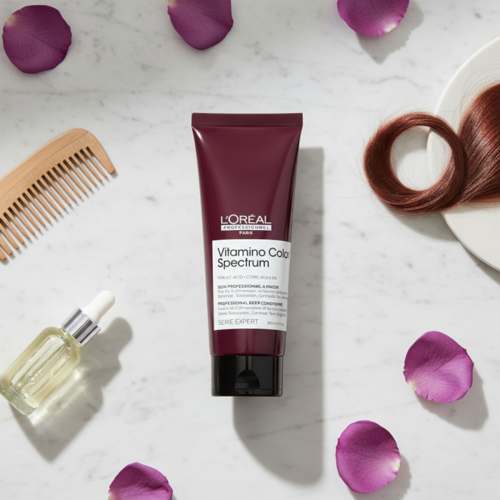 Профессиональный Кондиционер для Сияющего Блеска и Сохранения 5 Измерений Цветового Спектра После Окрашивания Волос L'oreal Professionnel Serie Expert Vitamino Color Spectrum Deep Conditioner