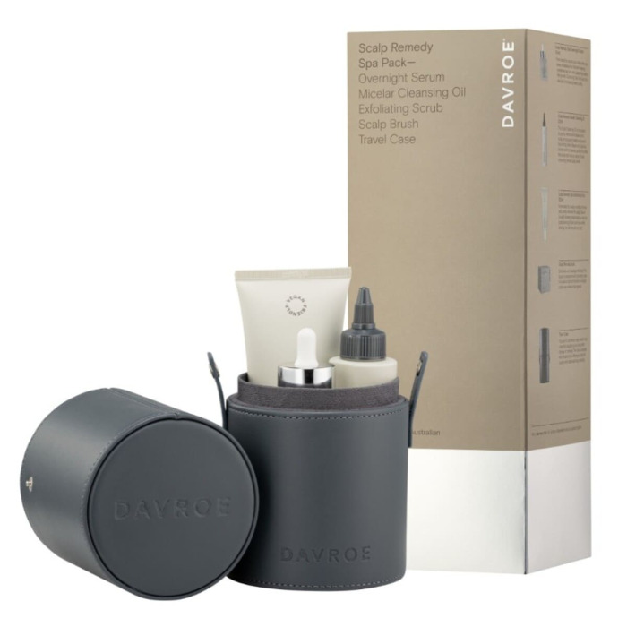 Набор Продуктов для Ухода за Кожей Головы и Волосами с Массажной Щеткой DAVROE Scalp Remedy Spa Pack