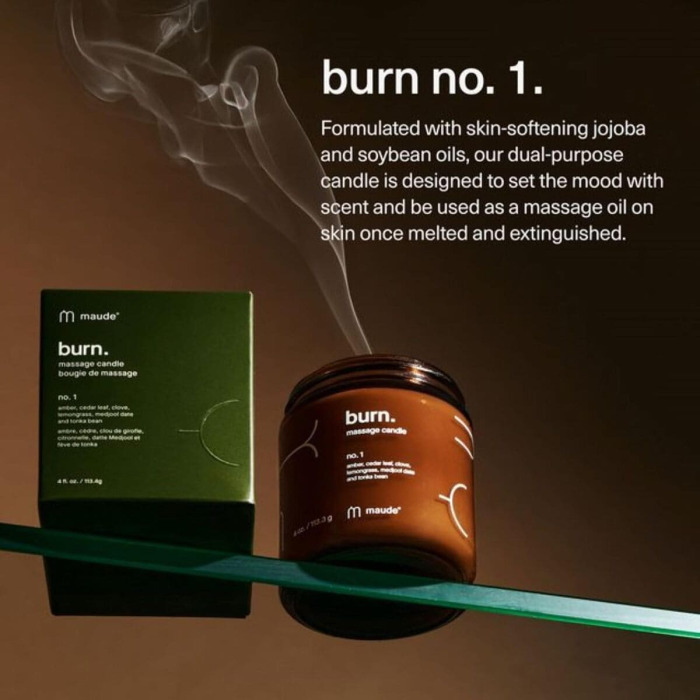 Свеча для Массажа Аромат №1 Maude Burn Massage Candle No.1 Amber, Cedar Leaf, Lemongrass and Ets.