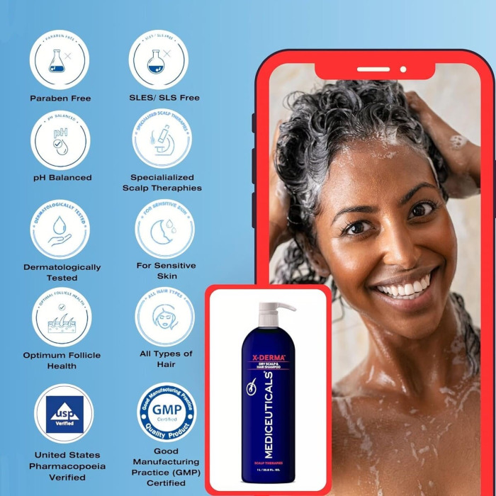 Отшелушивающий Шампунь Против Сухости и Зуда Кожи Головы Mediceuticals X-Derma Shampoo