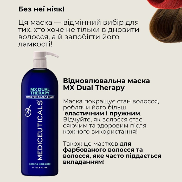 Восстанавливающая и Антивозрастная Маска для Волос и Кожи Головы Mediceuticals MX Dual Therapy Mask for Scalp & Hair