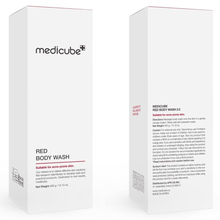 Противовоспалительный Гель для Душа с Кислотами Medicube Red Acne Body Wash