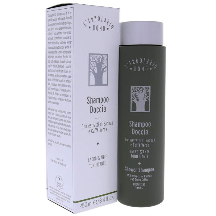 Шампунь-Гель для Душа «Баобаб» L'Erbolario Uomo Shower Shampoo with Extracts of Baobab and Green Coffee