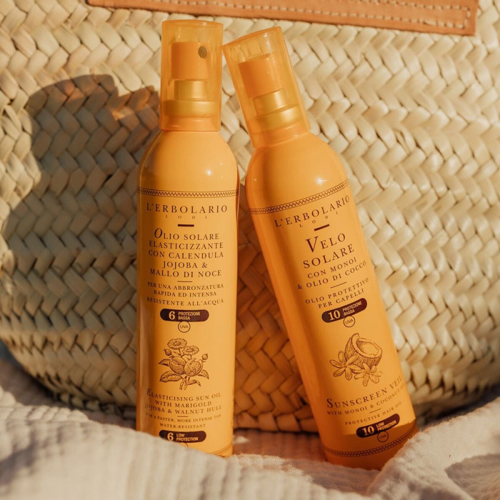 Масло для Загара на Основе Календулы и Жожоба L'Erbolario Lodi Elasticising Sun Oil with Marigolg Jojoba & Walnut Hull SPF6