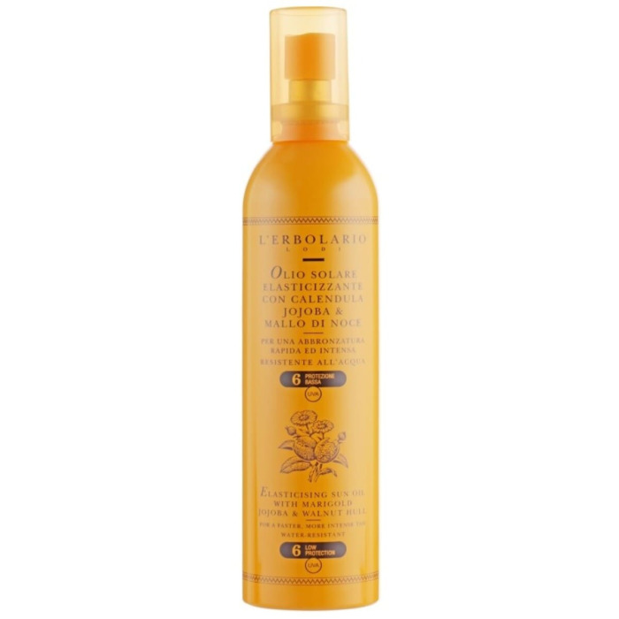 Масло для Загара на Основе Календулы и Жожоба L'Erbolario Lodi Elasticising Sun Oil with Marigolg Jojoba & Walnut Hull SPF6
