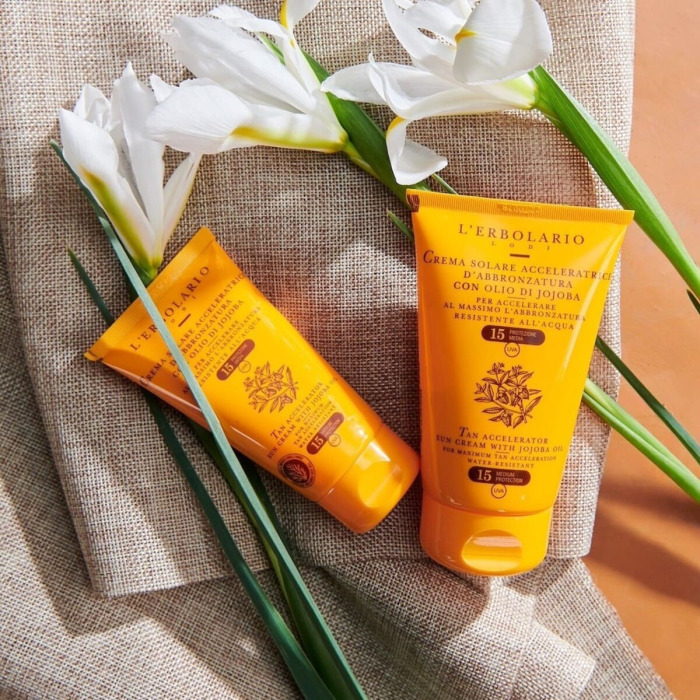 Крем для Быстрого Загара с Маслом Жожоба L'Erbolario Lodi Tan Accelerator Sun Cream with Jojoba Oil SPF15