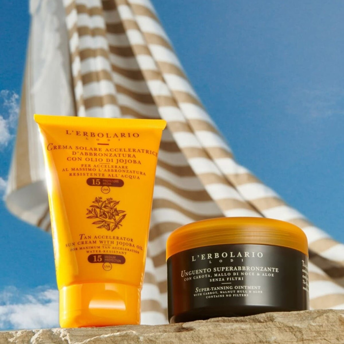Крем для Быстрого Загара с Маслом Жожоба L'Erbolario Lodi Tan Accelerator Sun Cream with Jojoba Oil SPF15