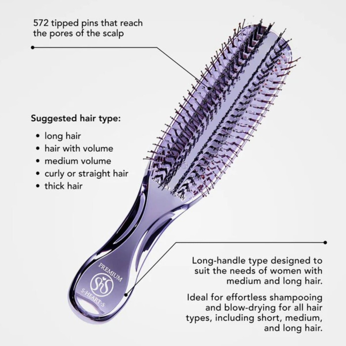 Щетка для Кожи Головы Фиолетовая S-Heart-S Scalp Brush World Premium Long Purple