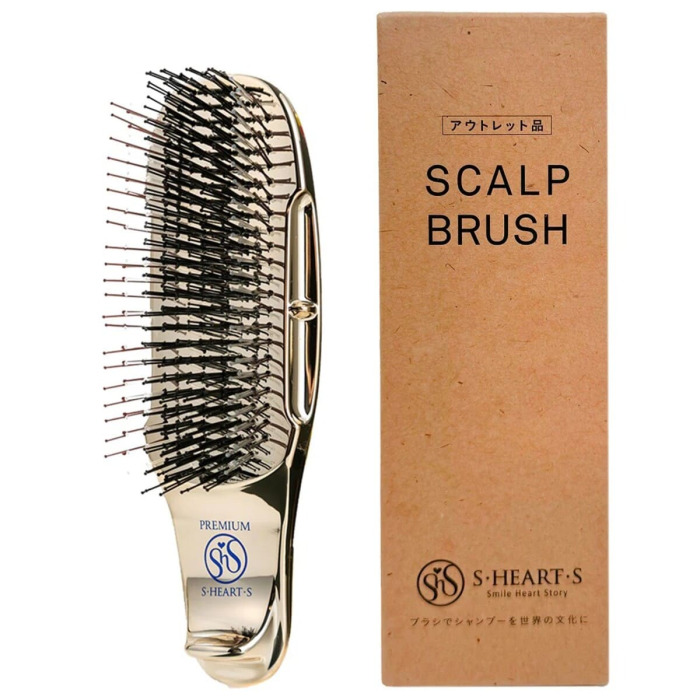 Массажная Щетка для Волос с Укороченной Ручкой S-Heart-S Scalp Brush World Premium Short Champagne Gold