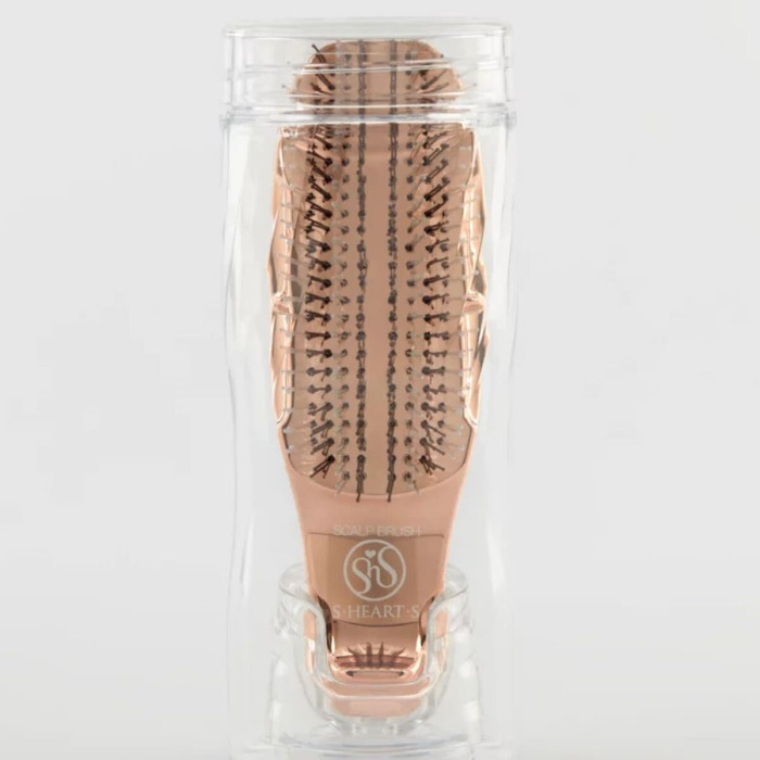 Массажная Щетка для Волос с Укороченной Ручкой в Подарочном Боксе S-Heart-S Scalp Brush World Premium Short Champagne Gold Gift Box