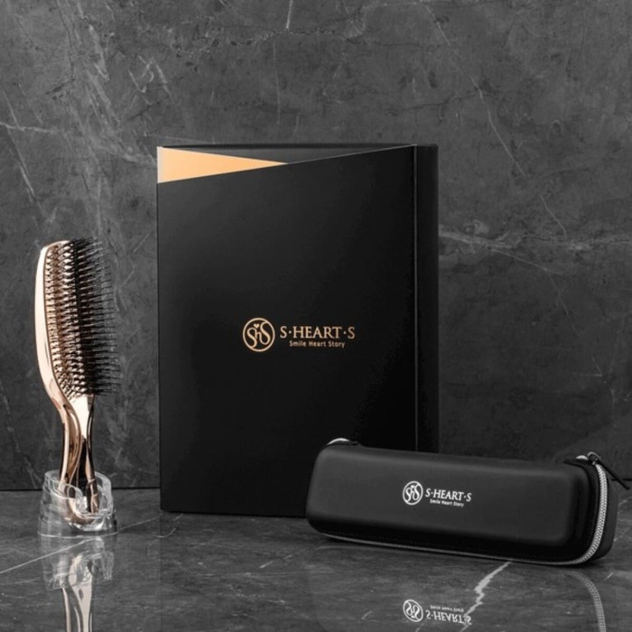 Массажная Щетка для Волос в Подарочном Боксе S-Heart-S Scalp Brush World Premium Long Champagne Gold Gift Box
