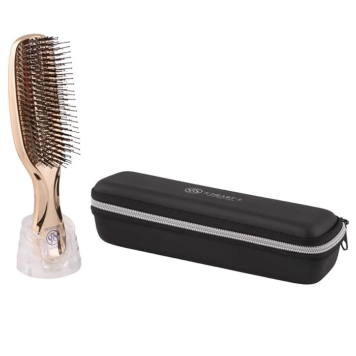 Массажная Щетка для Волос в Подарочном Боксе S-Heart-S Scalp Brush World Premium Long Champagne Gold Gift Box