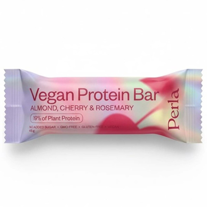 Протеиновый Батончик в Белой Глазури с Миндалем, Вишней и Розмарином Perla Helsa Vegan Protein Bar