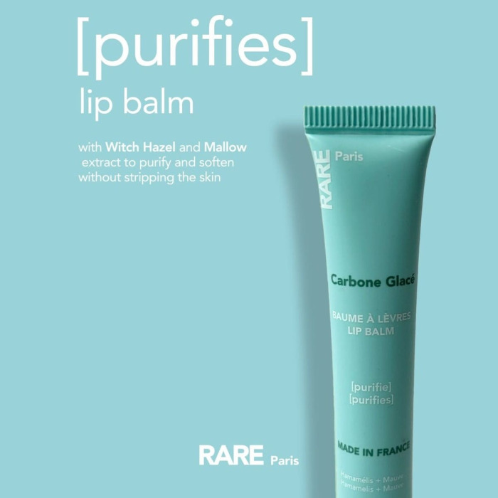 Бальзам для Губ с Гамамелисом и Экстрактом Мальвы RARE Paris Carbone Glacé Purifying Lip Balm