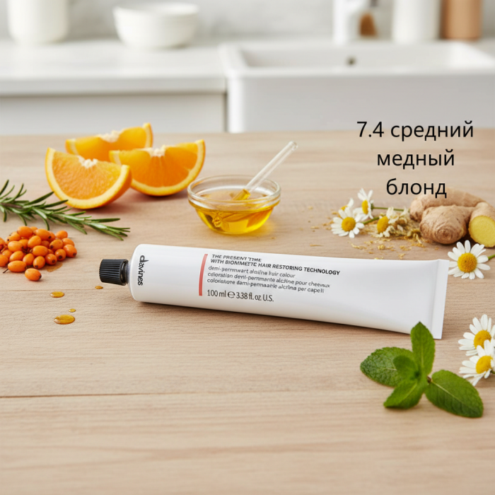 Демиперманентная Щелочная Краска для Волос с Биомиметической Технологией Davines The Present Time Warm Blondes & Warm Browns, 100 мл (теплые блонды и теплые коричневые)