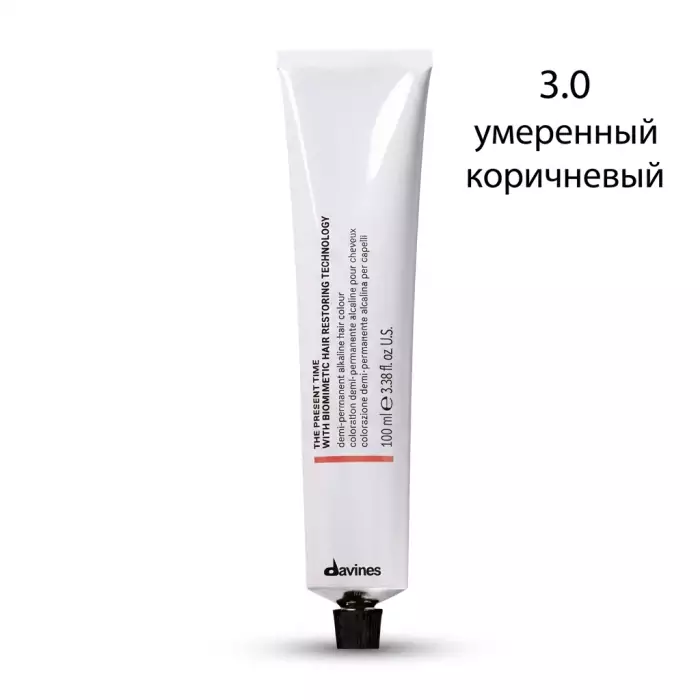 Демиперманентная Щелочная Краска для Волос с Биомиметической Технологией Davines The Present Time Naturals, 100 мл (натуральные)