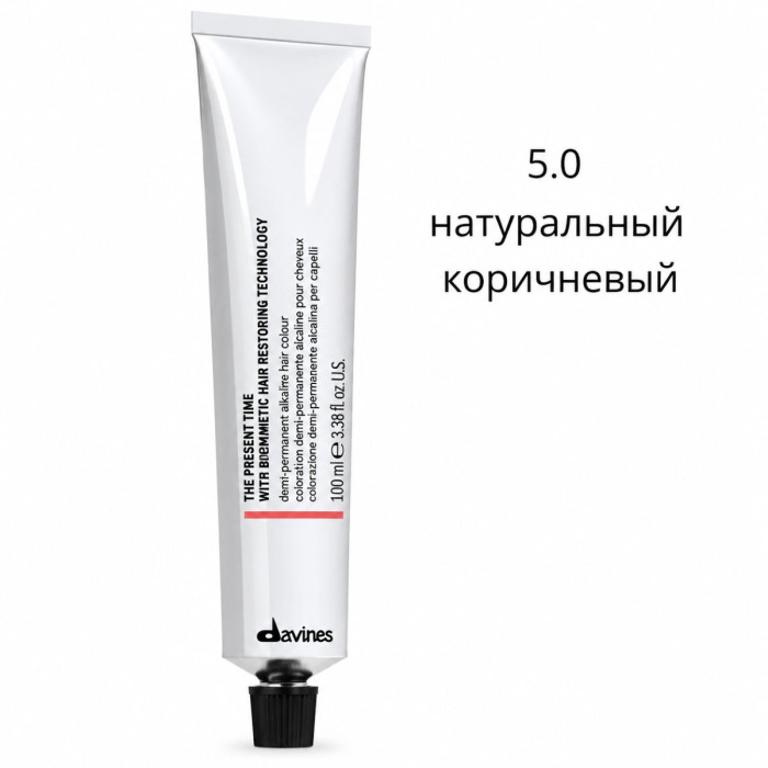 Демиперманентная Щелочная Краска для Волос с Биомиметической Технологией Davines The Present Time Naturals, 100 мл (натуральные)
