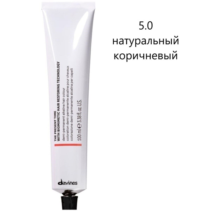 Демиперманентная Щелочная Краска для Волос с Биомиметической Технологией Davines The Present Time Naturals, 100 мл (натуральные)
