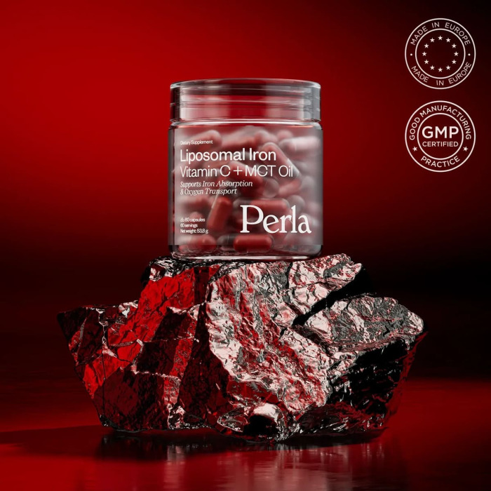 Высокобиодоступное Железо с Витамином С и МСТ-маслом Perla Helsa Liposomal Iron Vitamin C + MCT Oil