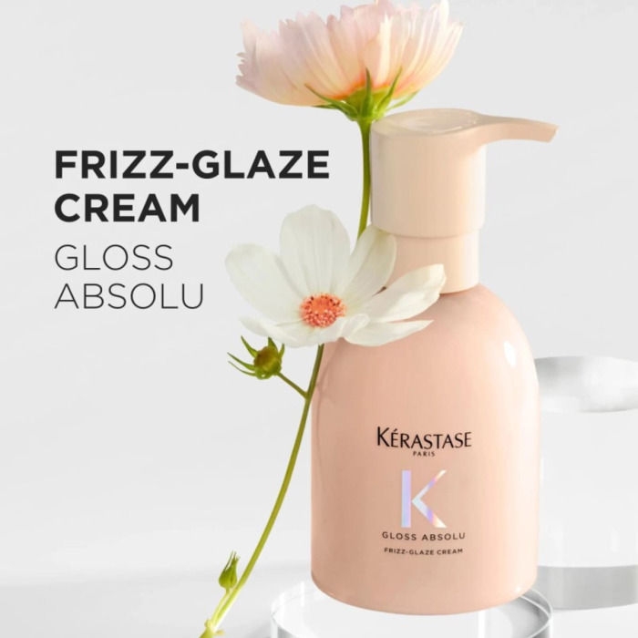 Термозащитный Крем для Укладки Толстых, Непослушных Волос Kerastase Gloss Absolu Frizz-Glaze Cream