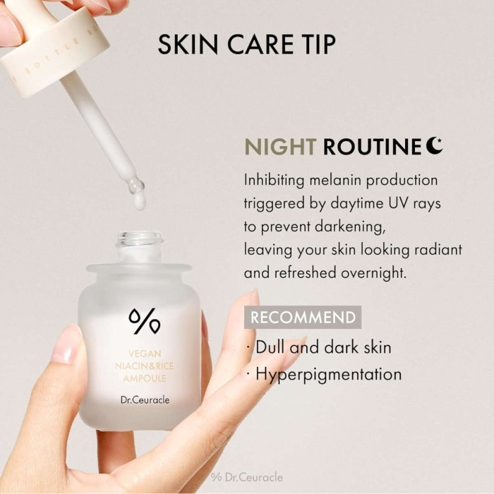 Ампульная Сыворотка для Выравнивания Тона с Ниацинамидом и Экстрактом Риса Dr. Ceuracle Vegan Niacin & Rice Ampoule