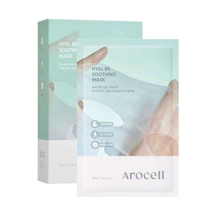 Успокаивающая Тканевая Маска с Пантенолом и Гиалуроновой Кислотой AROCELL 10 Hyal B5 Soothing Masks