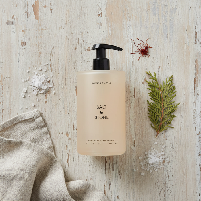 Антиоксидантный Гель для Душа с Ароматом Шафрана и Кедра Salt & Stone Body Wash Saffron & Cedar