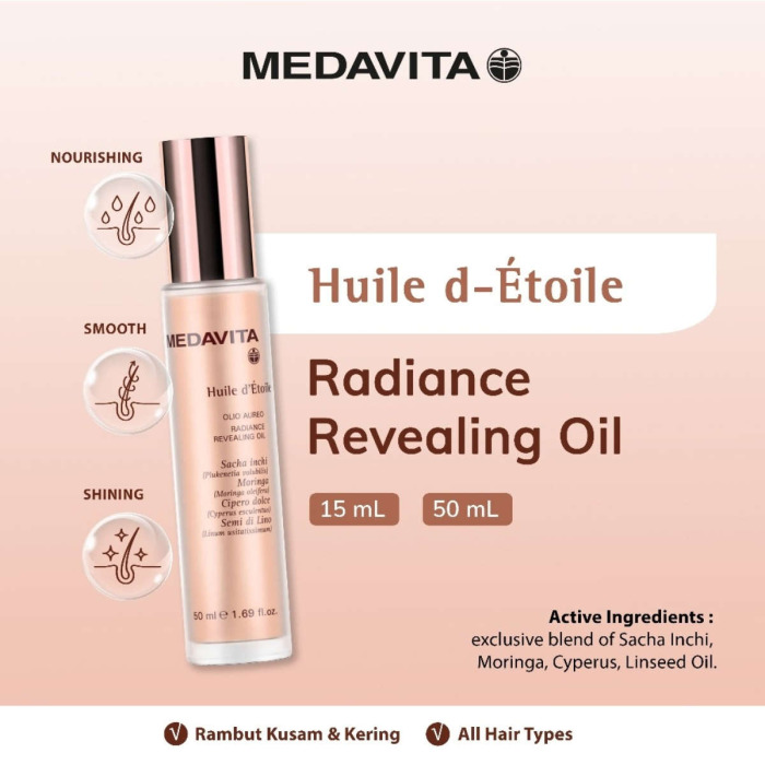 Золотое Масло для Сияния и Шелковистости Волос MEDAVITA Huile d'Etoile Radiance Revealing Oil