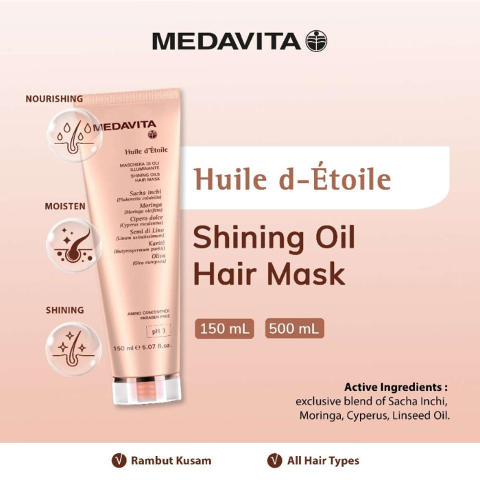 Маска для Блеска и Шелковистости Волос с Драгоценными Маслами MEDAVITA Huile d'Etoile Shining Oils Hair Mask