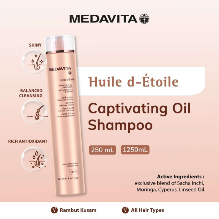Шампунь, Обогащенный Маслами с Антиоксидантным Действием MEDAVITA Huile d'Etoile Captivaiting Oils Shampoo