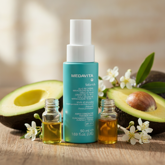 Крем-Масло для Волос 10 в 1 с Зеркальным Эффектом MEDAVITA Solarich Miracle Hair Cream Oil 10 in 1
