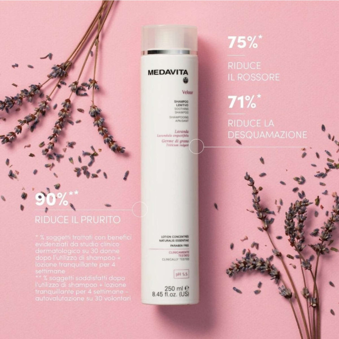 Успокаивающий Шампунь для Чувствительной Кожи Головы MEDAVITA Velour Soothing Shampoo