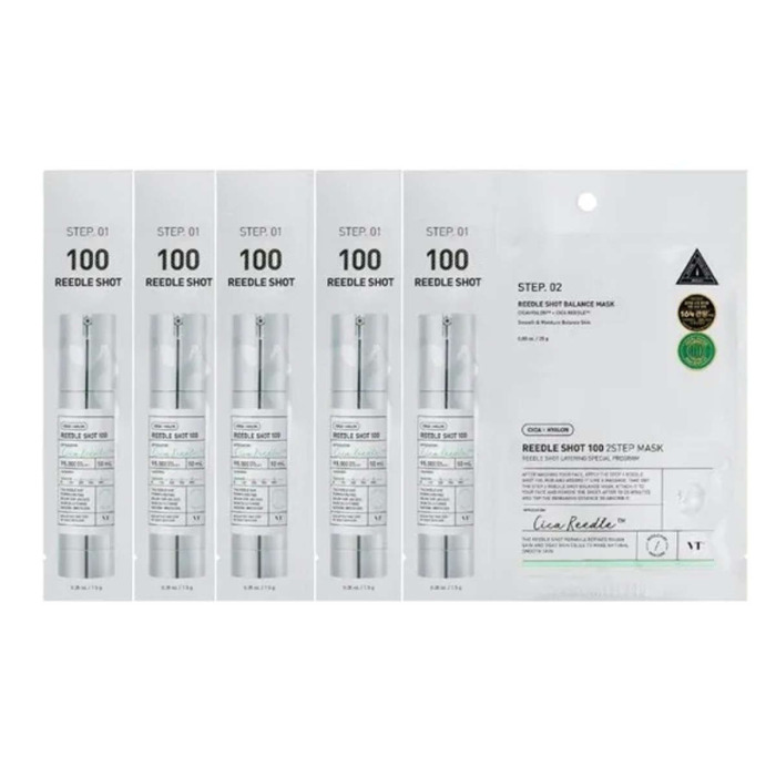 Двухэтапная Успокаивающая Тканевая Маска для Лица со Спикулами VT Cosmetics Reedle Shot 100 2-Step Mask