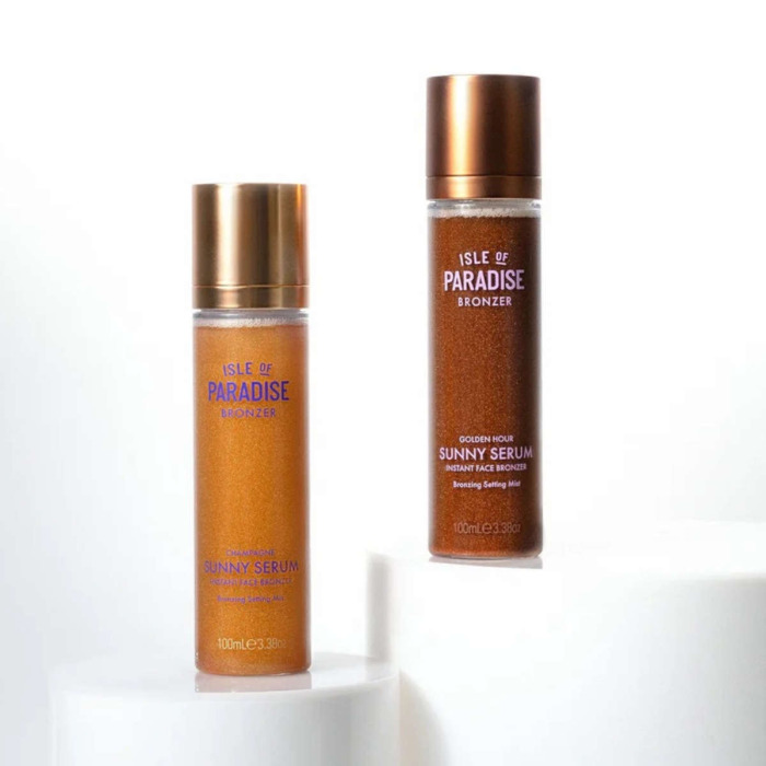 Мист для Лица с Шиммером в Оттенке Light Isle of Paradise Champagne Sunny Serum Instant Face Bronzer Bronzing Setting Mist