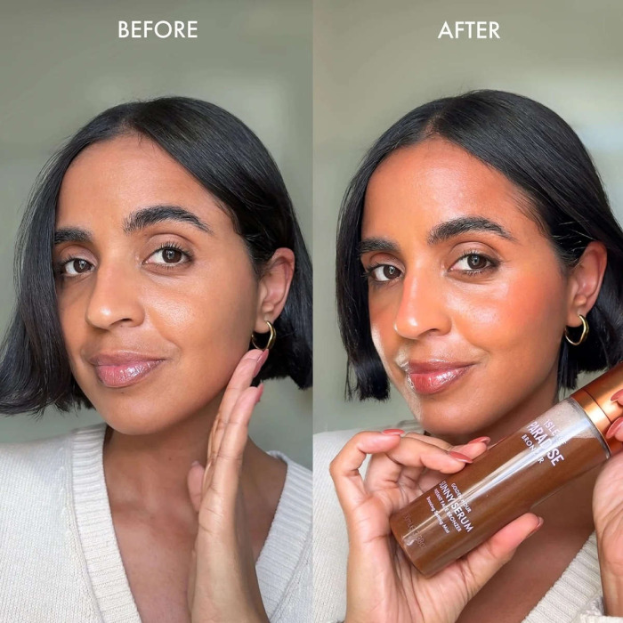 Мист для Лица с Шиммером в Оттенке Medium Isle of Paradise Golden Hour Sunny Serum Instant Face Bronzer Bronzing Setting Mist