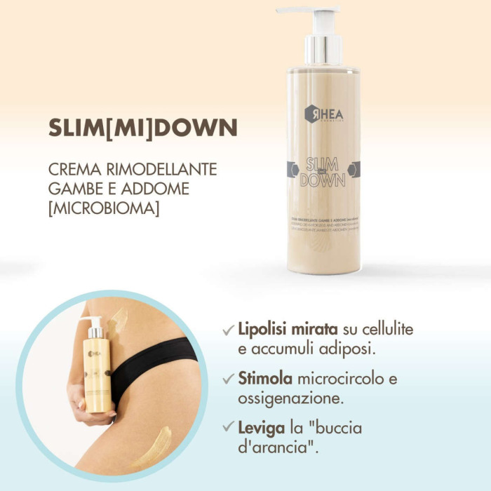 Корректирующий Крем для Ног и Живота с Восстановлением Микробиома Rhea Cosmetics Slim[mi] Down Leg and Abdomen Contouring Cream