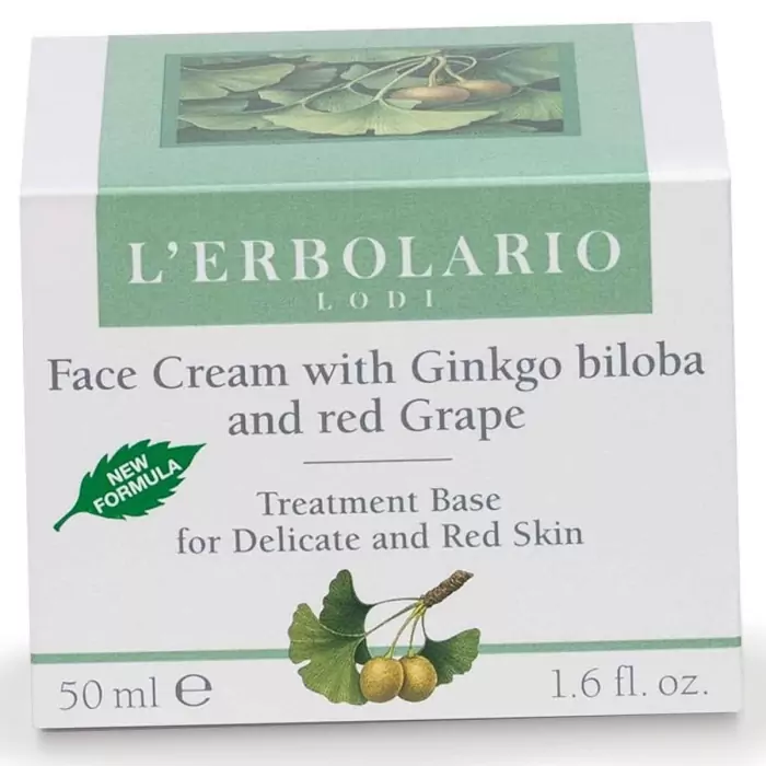Крем для Лица с Гинкго Билоба и Черным Виноградом L'Erbolario Lodi Face Cream with Ginkgo Biloba and Black Grape