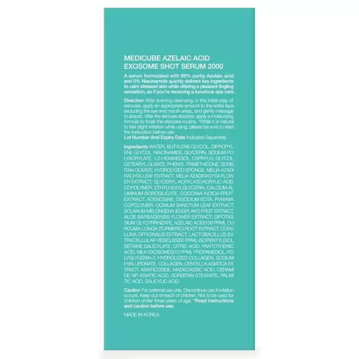 Сыворотка с Азелаиновой Кислотой, Экзосомами и Спикулами Medicube Azelaic Acid Exosome Shot 2000